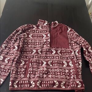 Duluth Trading Co Men's Burgundy Geometric Zip-Up Sweater